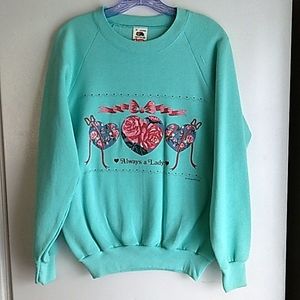 Vintage‎ 90s Sz Medium Cottage Core Deadstock Sweatshirt NWT